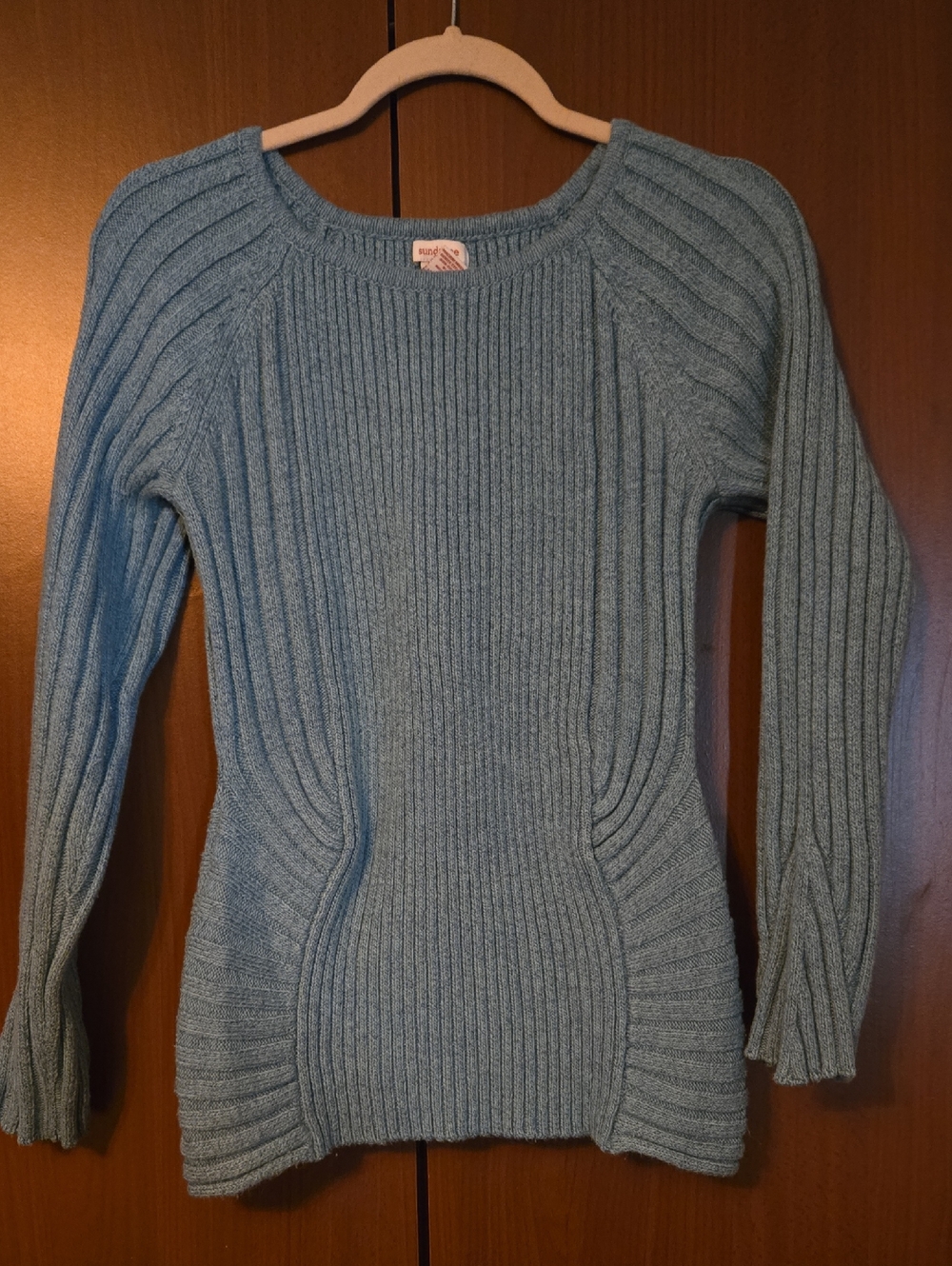 Sundance Light Blue Ribbed Women's Sweater - Classic Knit